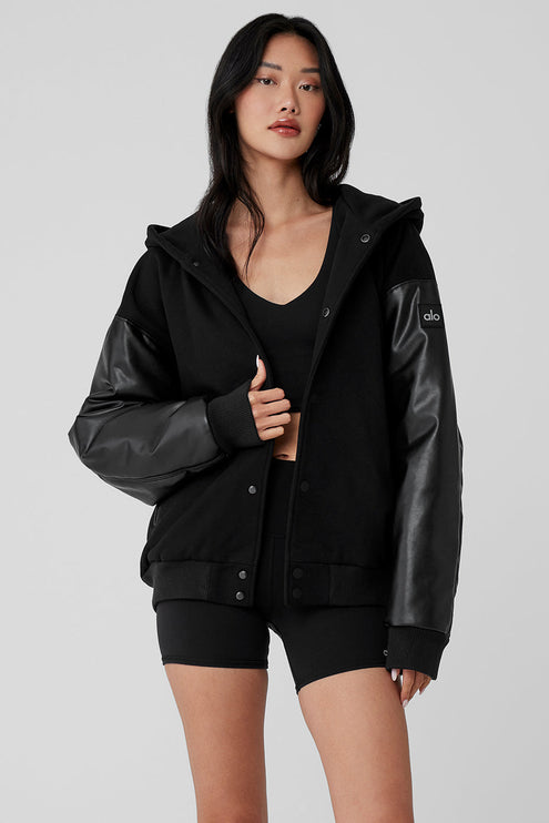 alo Women's Select Hooded Bomber Jacket - Black