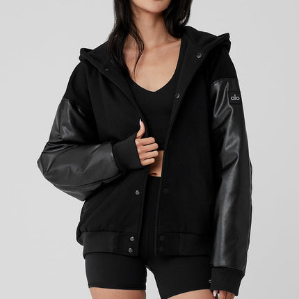 alo Women's Select Hooded Bomber Jacket - Black