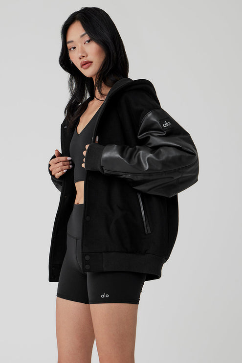 alo Women's Select Hooded Bomber Jacket - Black