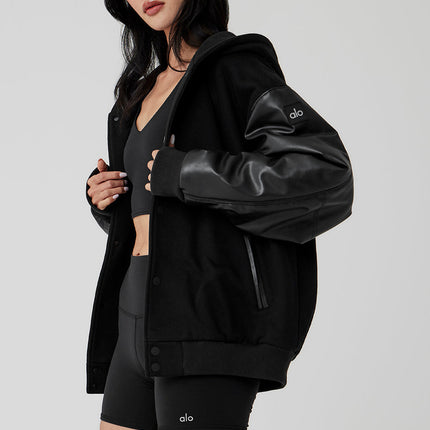 alo Women's Select Hooded Bomber Jacket - Black
