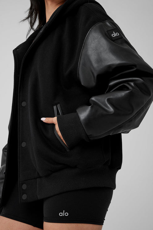 alo Women's Select Hooded Bomber Jacket - Black