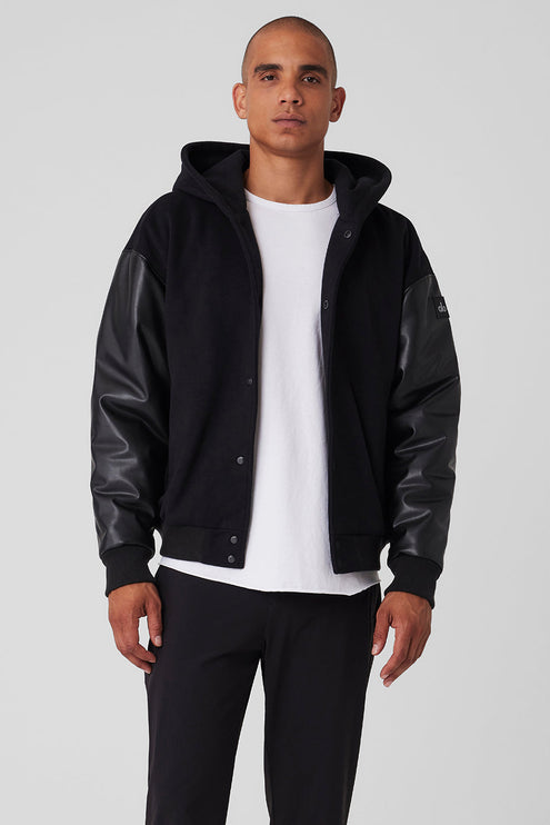 alo Men's Select Hooded Bomber Jacket - Black
