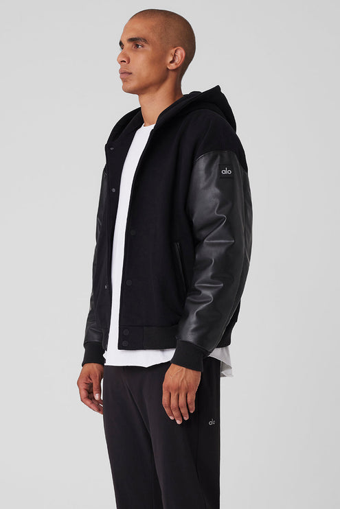 alo Men's Select Hooded Bomber Jacket - Black