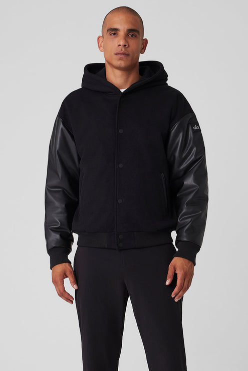 alo Men's Select Hooded Bomber Jacket - Black