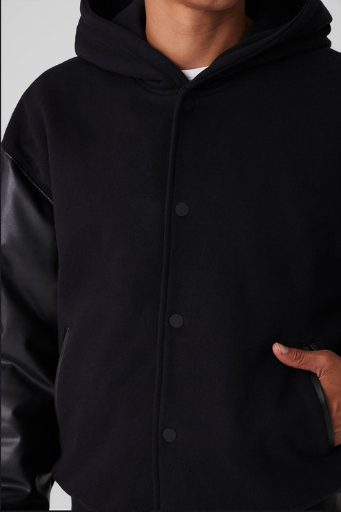 alo Men's Select Hooded Bomber Jacket - Black