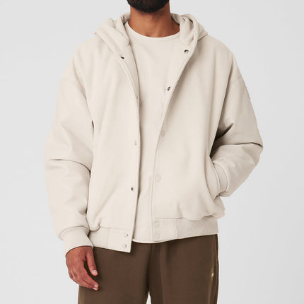 alo Men's Select Hooded Bomber Jacket - Bone