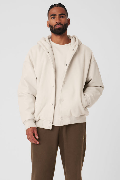 alo Men's Select Hooded Bomber Jacket - Bone