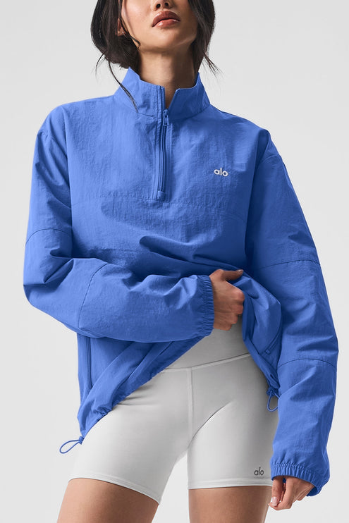 alo Women's Light Weight Takeaway Track Pullover - Marathon Blue