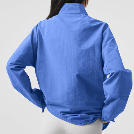 alo Women's Light Weight Takeaway Track Pullover - Marathon Blue