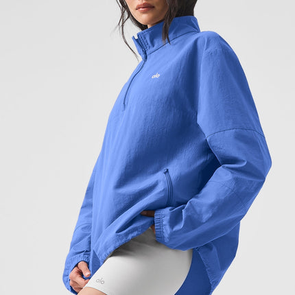 alo Women's Light Weight Takeaway Track Pullover - Marathon Blue