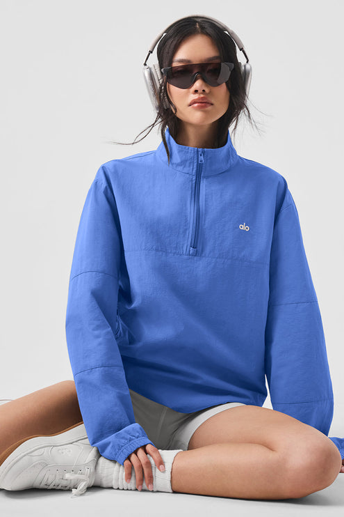 alo Women's Light Weight Takeaway Track Pullover - Marathon Blue