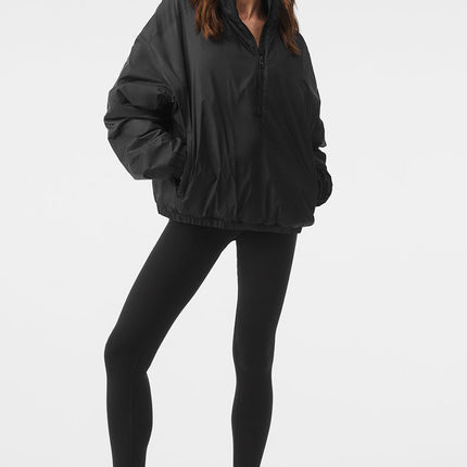 alo Women's Latitude Light Weight 1/2 Zip Pullover Jacket - Black