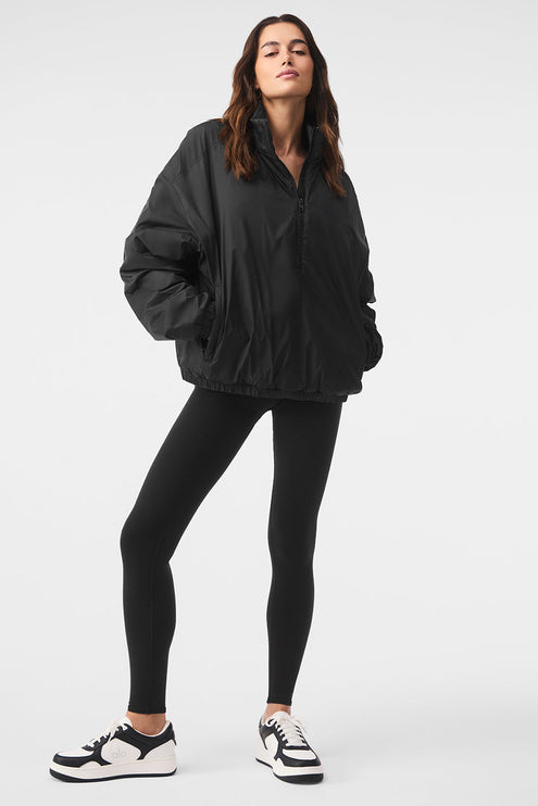 alo Women's Latitude Light Weight 1/2 Zip Pullover Jacket - Black