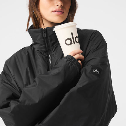 alo Women's Latitude Light Weight 1/2 Zip Pullover Jacket - Black
