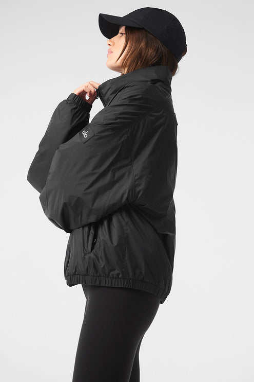 alo Women's Latitude Light Weight 1/2 Zip Pullover Jacket - Black