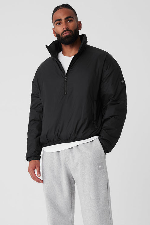 alo Men's Latitude Light Weight 1/2 Zip Pullover Jacket - Black