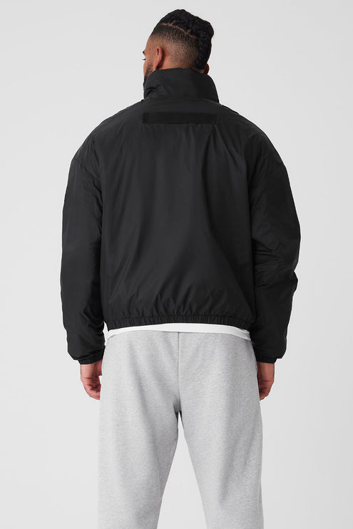 alo Men's Latitude Light Weight 1/2 Zip Pullover Jacket - Black
