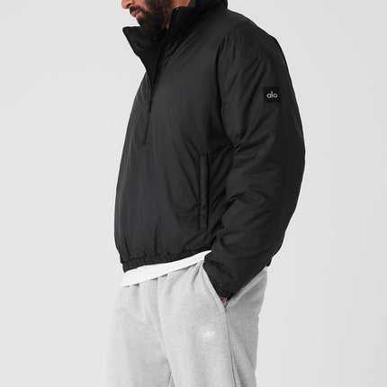 alo Men's Latitude Light Weight 1/2 Zip Pullover Jacket - Black