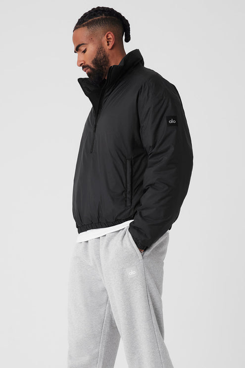alo Men's Latitude Light Weight 1/2 Zip Pullover Jacket - Black