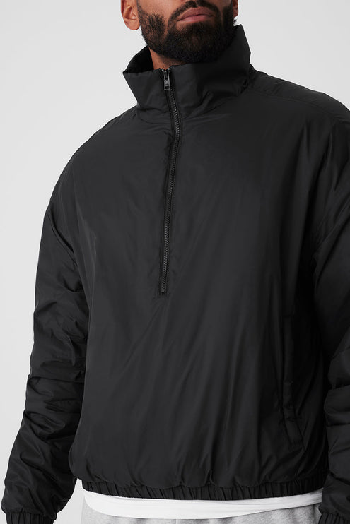 alo Men's Latitude Light Weight 1/2 Zip Pullover Jacket - Black
