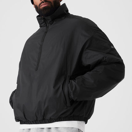 alo Men's Latitude Light Weight 1/2 Zip Pullover Jacket - Black