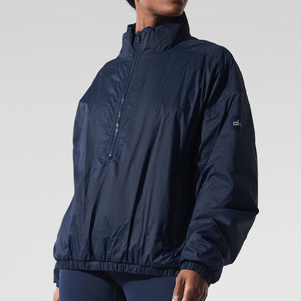 alo Women's Latitude Light Weight 1/2 Zip Pullover Jacket - Navy