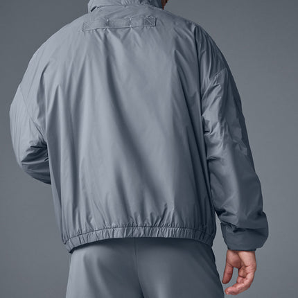 alo Men's Latitude Light Weight 1/2 Zip Pullover Jacket - Steel Grey