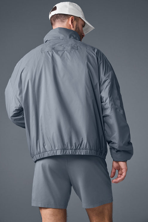 alo Men's Latitude Light Weight 1/2 Zip Pullover Jacket - Steel Grey