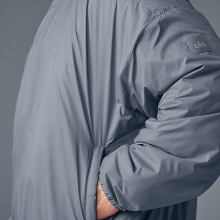 alo Men's Latitude Light Weight 1/2 Zip Pullover Jacket - Steel Grey