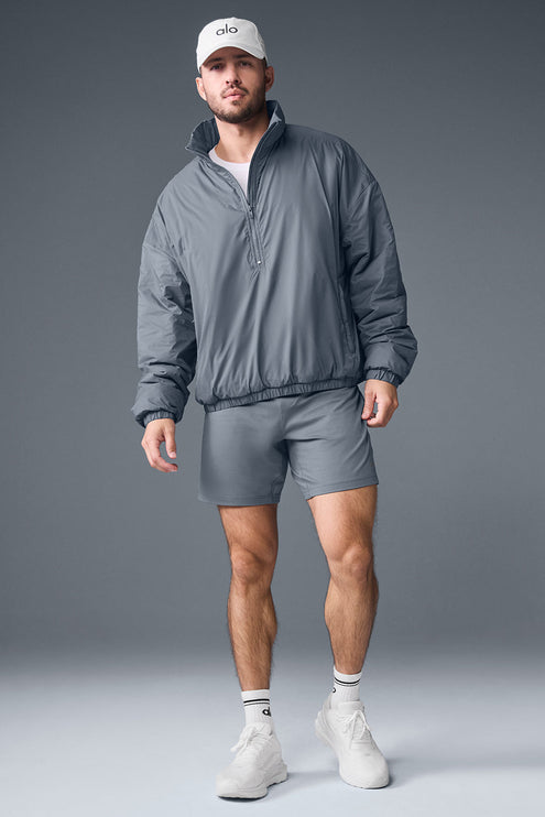 alo Men's Latitude Light Weight 1/2 Zip Pullover Jacket - Steel Grey