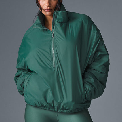 alo Women's Latitude Light Weight 1/2 Zip Pullover Jacket - Winter Ivy
