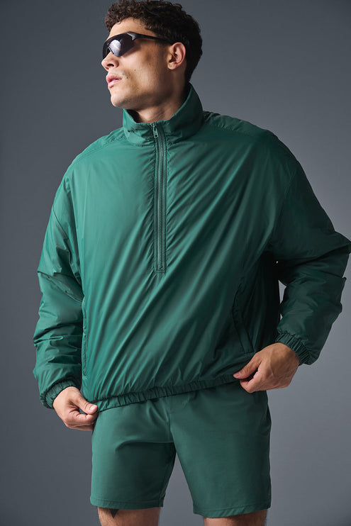 alo Men's Latitude Light Weight 1/2 Zip Pullover Jacket - Winter Ivy