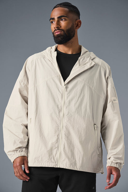 alo Men's Vantage Nylon Ripstop Track Jacket - Bone