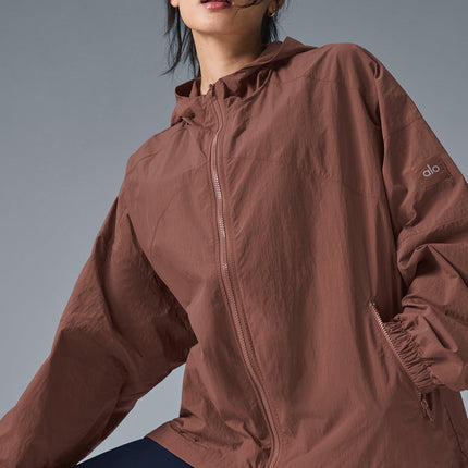 alo Women's Vantage Nylon Ripstop Track Jacket - Chestnut