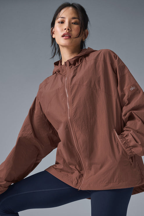 alo Women's Vantage Nylon Ripstop Track Jacket - Chestnut