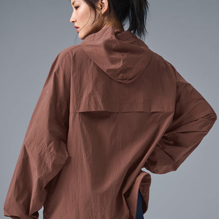 alo Women's Vantage Nylon Ripstop Track Jacket - Chestnut