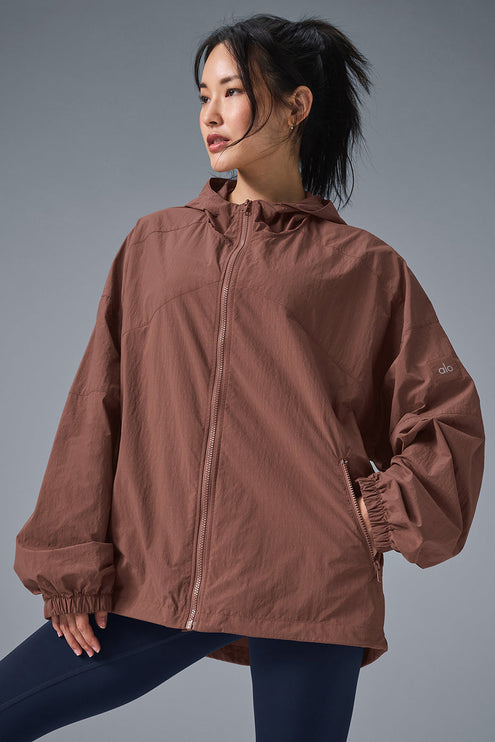 alo Women's Vantage Nylon Ripstop Track Jacket - Chestnut