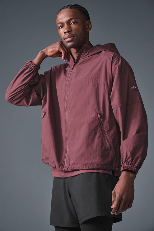 alo Men's Vantage Nylon Ripstop Track Jacket - Burgundy Truffle