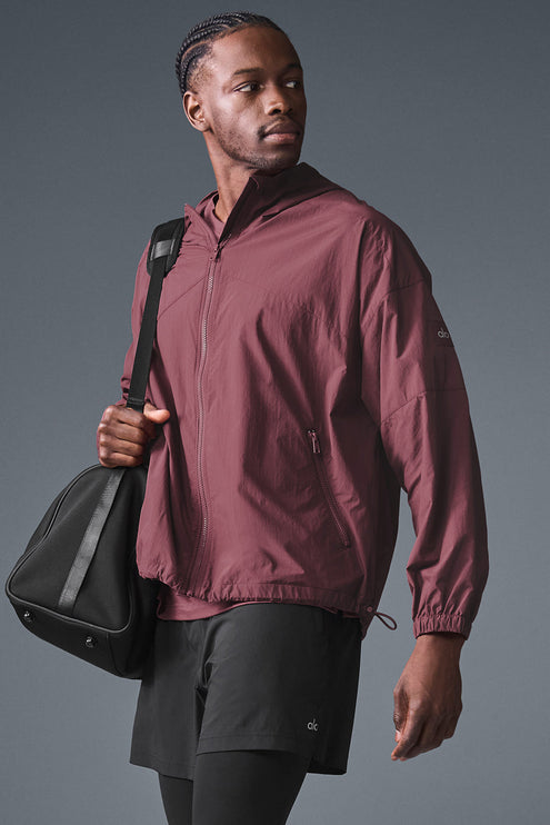 alo Men's Vantage Nylon Ripstop Track Jacket - Burgundy Truffle
