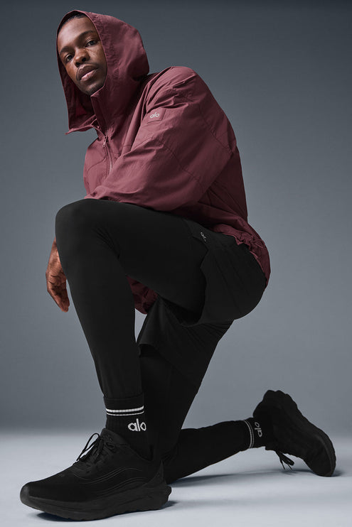 alo Men's Vantage Nylon Ripstop Track Jacket - Burgundy Truffle