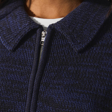 alo Women's Heritage Full Zip Sweater - Navy Multi