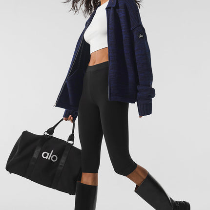 alo Women's Heritage Full Zip Sweater - Navy Multi