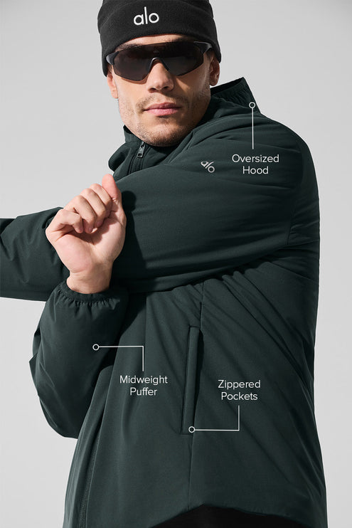 alo Men's Elemental Full-Zip Jacket - Charcoal Green