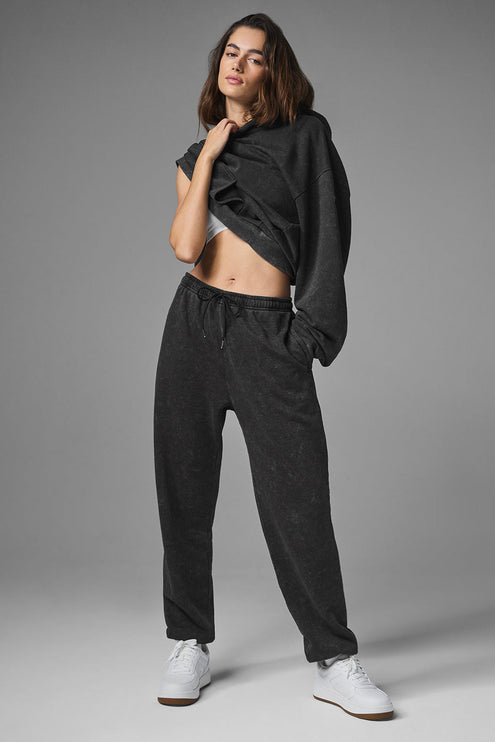alo Women's Chill Vintage Wash Sweatpant - Black Wash