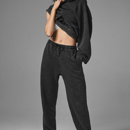 alo Women's Chill Vintage Wash Sweatpant - Black Wash