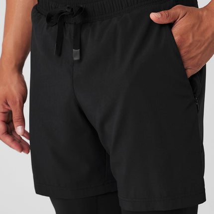 alo Men's Stability 2-In-1 Pant - Black/Black