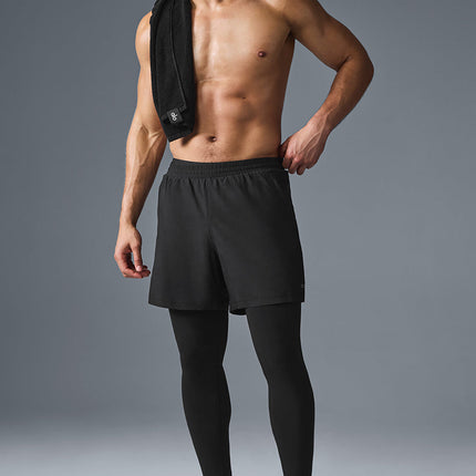 alo Men's 5" Revival 2-in-1 Pant - Black/Black
