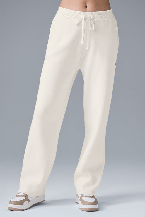 alo Women's Scholar Straight Leg Sweatpant - Ivory