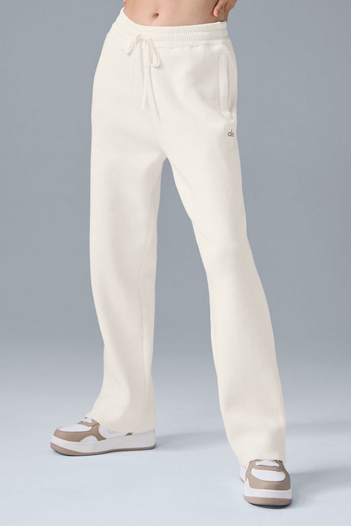 alo Women's Scholar Straight Leg Sweatpant - Ivory