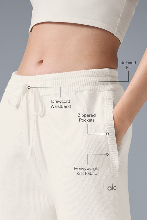 alo Women's Scholar Straight Leg Sweatpant - Ivory